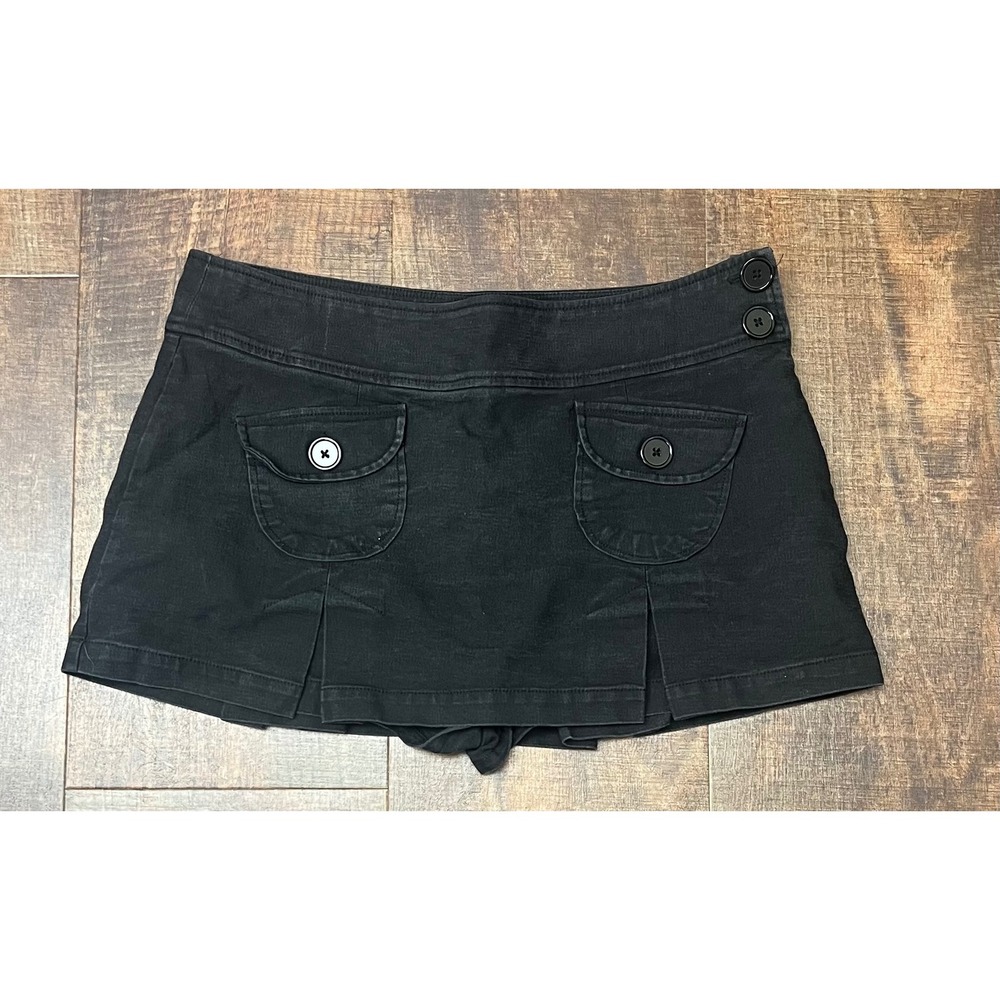 Urban Outfitters Black Denim Skort Pleated Cargo Y2K Mini Shorts Size Large L